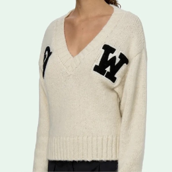 Off-White Cream Sweater with Black Lettering (OW) - Picture 5 of 7